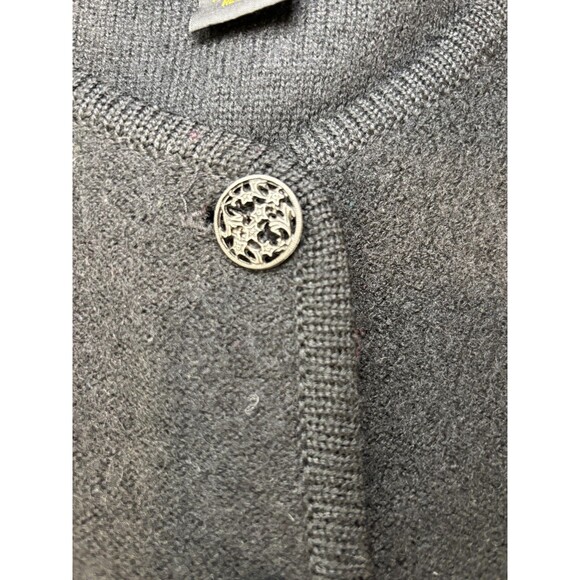Vintage Wool Cardigan Jacket Women M Black Button Front Minimalist Old Money - Picture 5 of 7